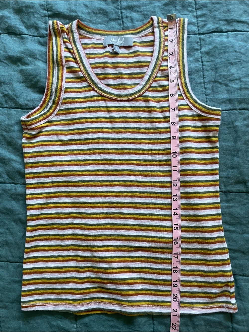NWOT Cotton Tank Top with Stripes - small 🤎💚🩷🤍💛